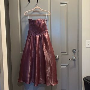 Mauve Purple Strapless Midi Dress